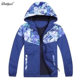 Dubbped Spring Autumn Jacket Boys Girls Waterproof Windbreaker Raincoat Graffiti Design Coat Polar Fleece Windproof Clothes