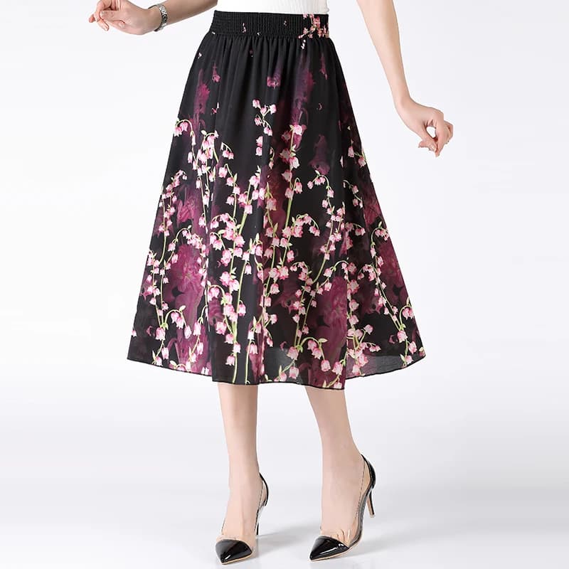 Women's Plus Size Half Skirt 2024 Summer New Bohemian Style Printed Pleated Skirt Fashionable Spring Women's Clothing