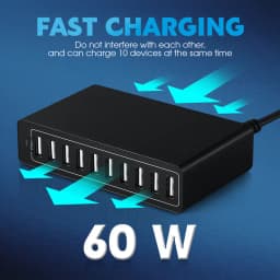 60W 10 Ports 40W 5 USB Ports Quick Charge Charger Station Dock with Cable for iPhone iPad Samsung PC Kindle Multi USB Charger