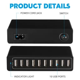 60W 10 Ports 40W 5 USB Ports Quick Charge Charger Station Dock with Cable for iPhone iPad Samsung PC Kindle Multi USB Charger
