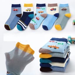 5Pairs/Lot Children's Car Socks Pure Cotton Spring And Summer Thin Boys' Mesh Breathable Sports Socks 3-15Years