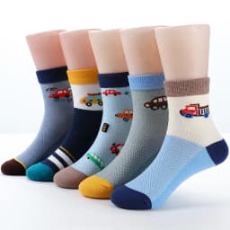 5Pairs/Lot Children's Car Socks Pure Cotton Spring And Summer Thin Boys' Mesh Breathable Sports Socks 3-15Years