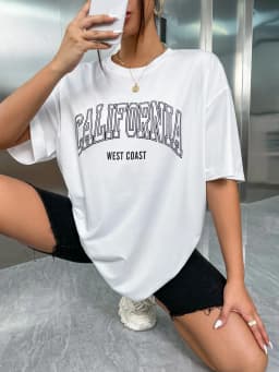 100% Cotton Womens T-Shirts California West Coast USA Letter Prints Tops Female Oversize Short Sleeve Tee Fashion Streetwear