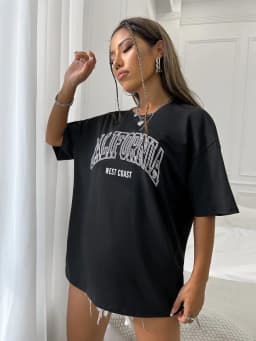 100% Cotton Womens T-Shirts California West Coast USA Letter Prints Tops Female Oversize Short Sleeve Tee Fashion Streetwear