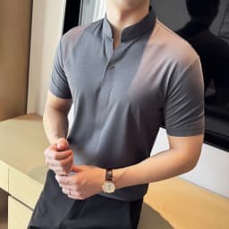 Men's High Elastic V-neck Polo Shirt, Thin Short-sleeve T-shirt, Business Casual Men's Top, 2024 High Quality, M-4XL.