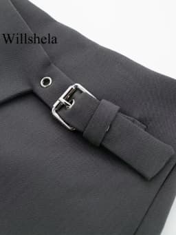 Willshela Women Fashion Solid Bandage Side Zipper Mini Skirts Shorts Vintage High Waist Female Chic Lady Shorts