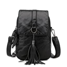 Soft Leather Crossbody Bags for Women High Quality Solid Color Tassel Shoulder Bag Retro Cell Phone Purse Handbags