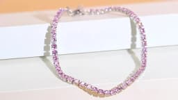 QooLady 925 Sterling Silver Round Pink CZ Tennis Link Bracelet for Women Classic Adjustable Size Female Wedding Jewelry SB013