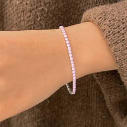 QooLady 925 Sterling Silver Round Pink CZ Tennis Link Bracelet for Women Classic Adjustable Size Female Wedding Jewelry SB013