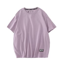 WAVLATII Women New Cotton T Shirts Female 210 GSM Purple Solid Fashion Casual Oversized Short Sleeve Tees Tops for Summer WT2470