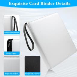 900 Pockets Card Binder Sleeves with Zipper, Double Sided Pockets Card Holder Carry Card Case for TCG CCG Card Storage( White)