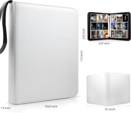 900 Pockets Card Binder Sleeves with Zipper, Double Sided Pockets Card Holder Carry Card Case for TCG CCG Card Storage( White)