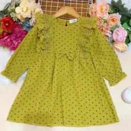 New Spring Autumn Girl's Net Gauze Lace Splicing Long-Sleeved Dress Polka Dot Cute Skirt Casual Kids Children Loose Comfortable