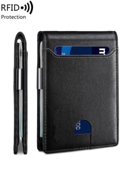 Minimalist and Fashionable Men's Wallet RFID Barrier Multifunctional Ultra-Thin 11 Card Wallet Foldable and Portable for Men's C