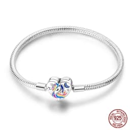 2024 Hot Selling New Original 925 Sterling Silver Snake Chain Heart Cat Claw Bracelet for Disk Beads DIY Jewelry Making