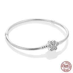 2024 Hot Selling New Original 925 Sterling Silver Snake Chain Heart Cat Claw Bracelet for Disk Beads DIY Jewelry Making