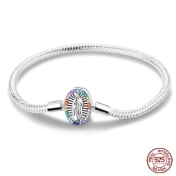 2024 Hot Selling New Original 925 Sterling Silver Snake Chain Heart Cat Claw Bracelet for Disk Beads DIY Jewelry Making