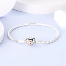 2024 Hot Selling New Original 925 Sterling Silver Snake Chain Heart Cat Claw Bracelet for Disk Beads DIY Jewelry Making