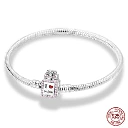 2024 Hot Selling New Original 925 Sterling Silver Snake Chain Heart Cat Claw Bracelet for Disk Beads DIY Jewelry Making