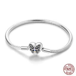 2024 Hot Selling New Original 925 Sterling Silver Snake Chain Heart Cat Claw Bracelet for Disk Beads DIY Jewelry Making