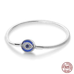 2024 Hot Selling New Original 925 Sterling Silver Snake Chain Heart Cat Claw Bracelet for Disk Beads DIY Jewelry Making