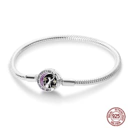 2024 Hot Selling New Original 925 Sterling Silver Snake Chain Heart Cat Claw Bracelet for Disk Beads DIY Jewelry Making