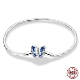 2024 Hot Selling New Original 925 Sterling Silver Snake Chain Heart Cat Claw Bracelet for Disk Beads DIY Jewelry Making