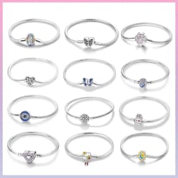 2024 Hot Selling New Original 925 Sterling Silver Snake Chain Heart Cat Claw Bracelet for Disk Beads DIY Jewelry Making