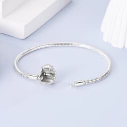 2024 Hot Selling New Original 925 Sterling Silver Snake Chain Heart Cat Claw Bracelet for Disk Beads DIY Jewelry Making