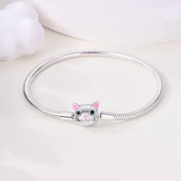 2024 Hot Selling New Original 925 Sterling Silver Snake Chain Heart Cat Claw Bracelet for Disk Beads DIY Jewelry Making