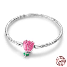 2024 Hot Selling New Original 925 Sterling Silver Snake Chain Heart Cat Claw Bracelet for Disk Beads DIY Jewelry Making