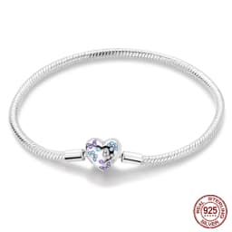 2024 Hot Selling New Original 925 Sterling Silver Snake Chain Heart Cat Claw Bracelet for Disk Beads DIY Jewelry Making