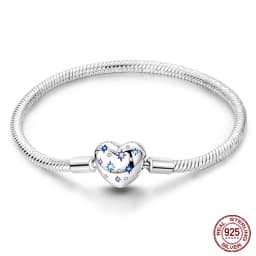 2024 Hot Selling New Original 925 Sterling Silver Snake Chain Heart Cat Claw Bracelet for Disk Beads DIY Jewelry Making