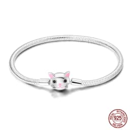 2024 Hot Selling New Original 925 Sterling Silver Snake Chain Heart Cat Claw Bracelet for Disk Beads DIY Jewelry Making