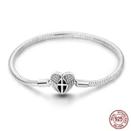 2024 Hot Selling New Original 925 Sterling Silver Snake Chain Heart Cat Claw Bracelet for Disk Beads DIY Jewelry Making