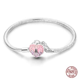 2024 Hot Selling New Original 925 Sterling Silver Snake Chain Heart Cat Claw Bracelet for Disk Beads DIY Jewelry Making