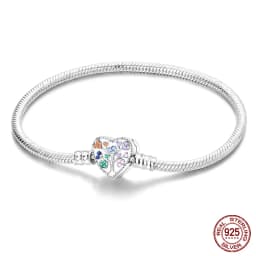 2024 Hot Selling New Original 925 Sterling Silver Snake Chain Heart Cat Claw Bracelet for Disk Beads DIY Jewelry Making