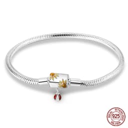 2024 Hot Selling New Original 925 Sterling Silver Snake Chain Heart Cat Claw Bracelet for Disk Beads DIY Jewelry Making