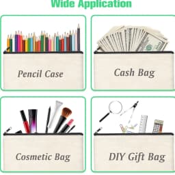 12PCS DIY Blank Canvas Beige Makeup Bag with Zipper - 8.3" x 5" Bulk Cosmetic Pouches for Travel, Storage, and Stationery