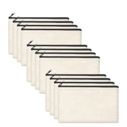 12PCS DIY Blank Canvas Beige Makeup Bag with Zipper - 8.3" x 5" Bulk Cosmetic Pouches for Travel, Storage, and Stationery