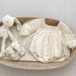 Baby Girls Bodysuit Autumn Princess Lace MeshToddler Romper Dress Solid Cotton Infant Clothing One Piece for 3M-2Y