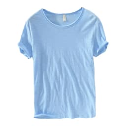 Retro Raw Edge T-Shirt for Men 100% Cotton Lightweight & Breathable Slim-Fit Monochromatic O-Neck Summer Streetwear Essential