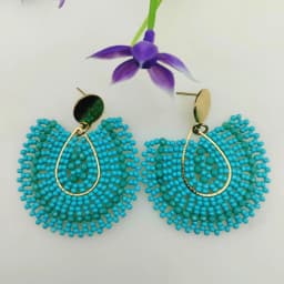 Rice bead earrings Water drop Originality Colour Crystal Design Hand knitting Bohemia Alloy Fashion Simple Beaded earrings