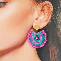 Rice bead earrings Water drop Originality Colour Crystal Design Hand knitting Bohemia Alloy Fashion Simple Beaded earrings