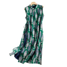 Fish Plaid Print Vintage Cotton Linen O-Neck Sleeveless A-Line Loose Women's Dress Korean Fashion Mid-Calf Dresses For Women