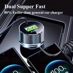 Metal USB C Car Charger with Spring Cable Super Fast Charging Adapter 12V for iPhone 15 14 13 Samsung OPPO VIVO Huawei Oneplus