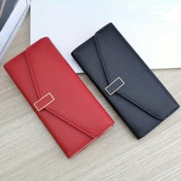 Classic Solid Color Long Wallet, Trendy Women's Credit Card Holder, Simple Coin Purse