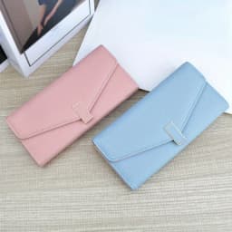 Classic Solid Color Long Wallet, Trendy Women's Credit Card Holder, Simple Coin Purse