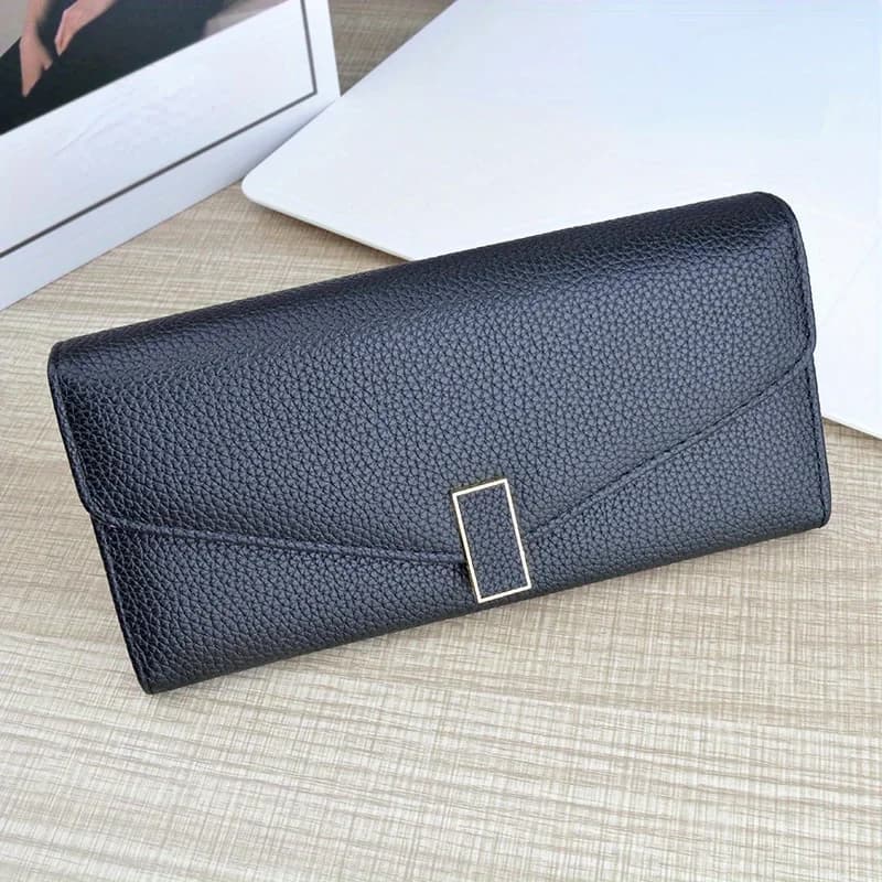 Classic Solid Color Long Wallet, Trendy Women's Credit Card Holder, Simple Coin Purse