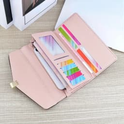 Classic Solid Color Long Wallet, Trendy Women's Credit Card Holder, Simple Coin Purse